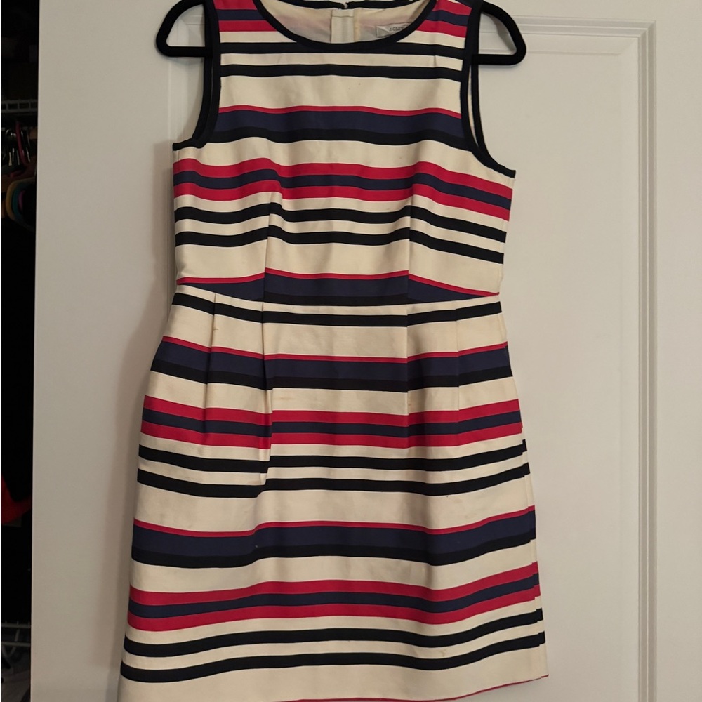 J. Crew Sleeveless Striped Mini Dress in Ivory, Navy & Pink